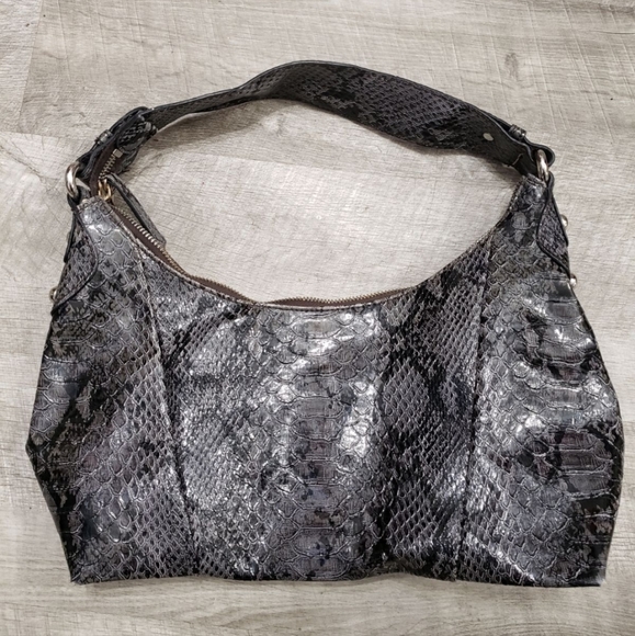 Guess Snakeskin Print Medium Size Purse in Grey & Black - Picture 3 of 14